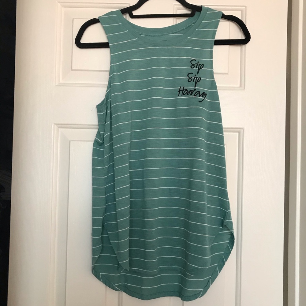 Sip sip hooray! Teal tank top